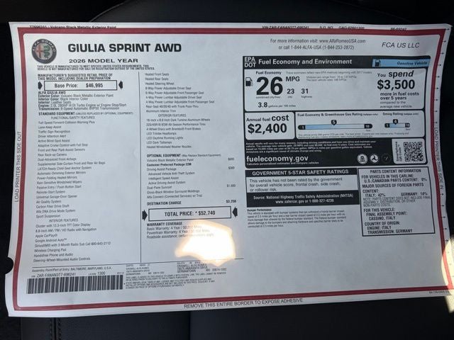 2026 Alfa Romeo Giulia GIULIA AWD