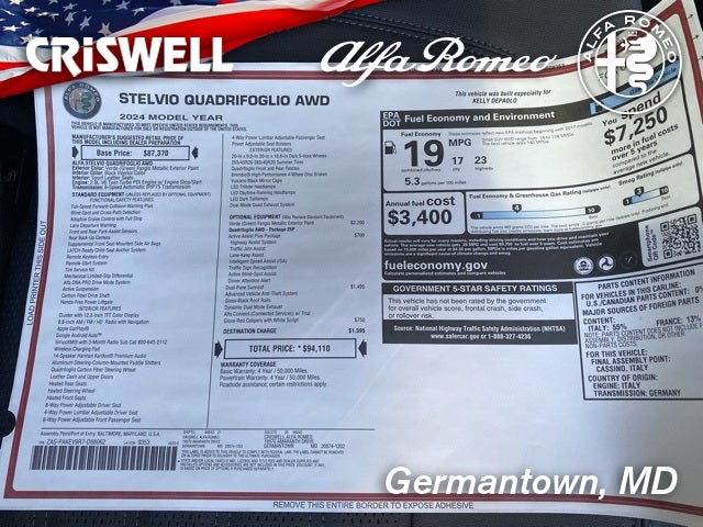 2024 Alfa Romeo Stelvio STELVIO QUADRIFOGLIO AWD