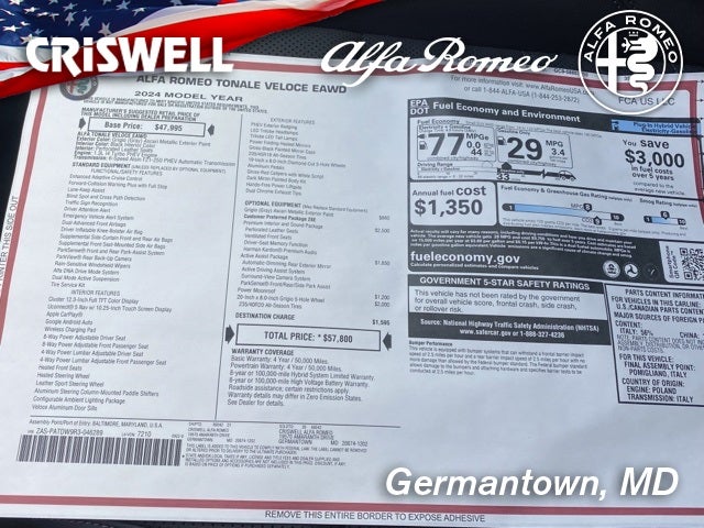 2024 Alfa Romeo Tonale TONALE VELOCE EAWD