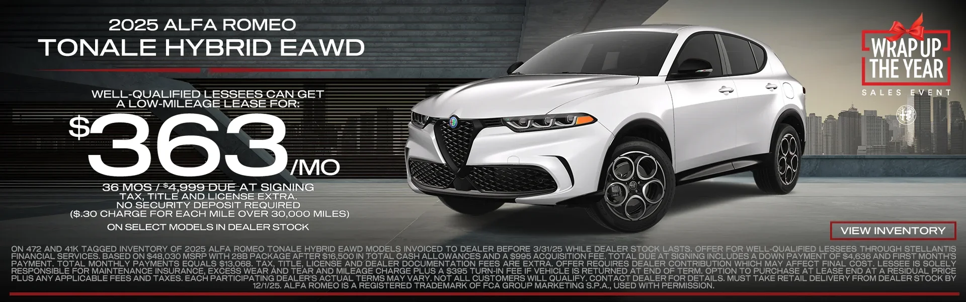 Lease 2025 Alfa Romeo Tonale Hybrid $363/month